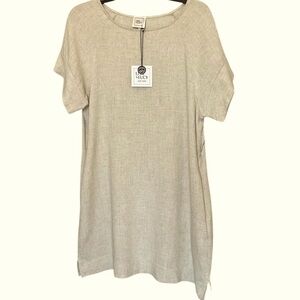 Lisa & Lucy Linen Blend Short Sleeve Sheath Dress, Size Medium